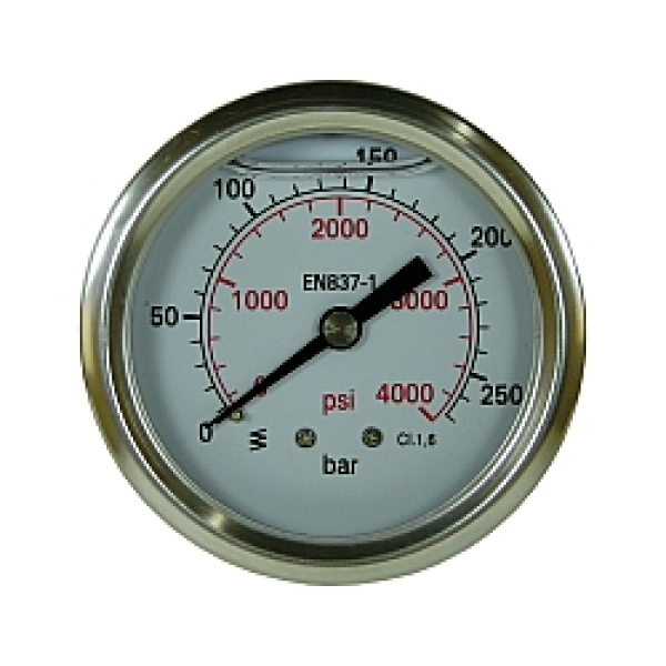 Hochdruckmanometer Edelstahl, EG hinten 1/4"